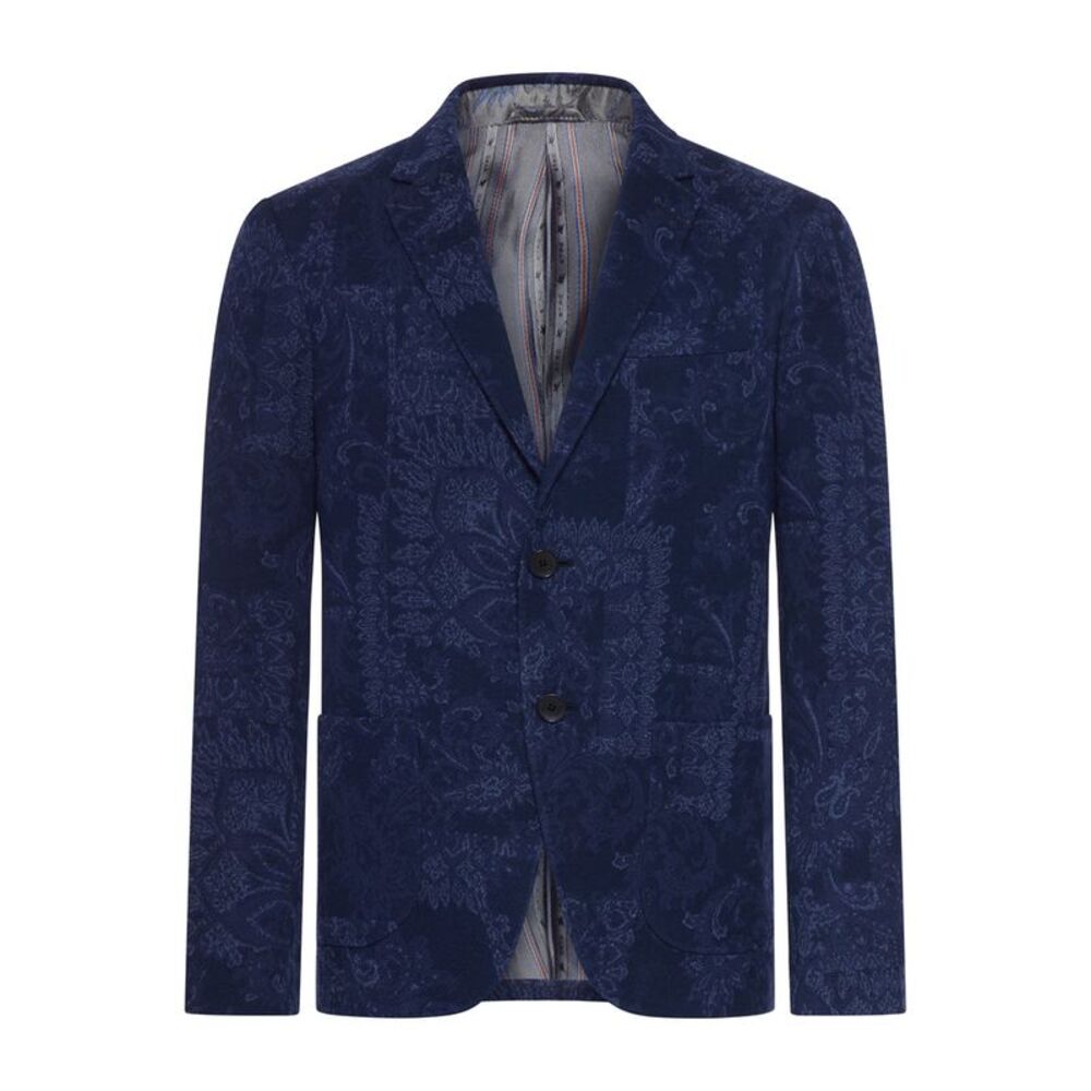 Etro Men Single-Breasted Jacquard Cotton Jacket With Floral Pattern